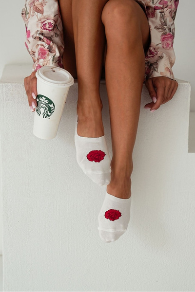 Microstopki Skarpetki Bawełniane Damskie Róża Ecru