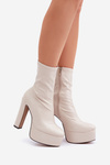 High Heel Platform Boots Light Beige Tennira