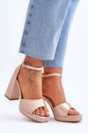 Satin Sandals On Chunky Heels Beige Eternity