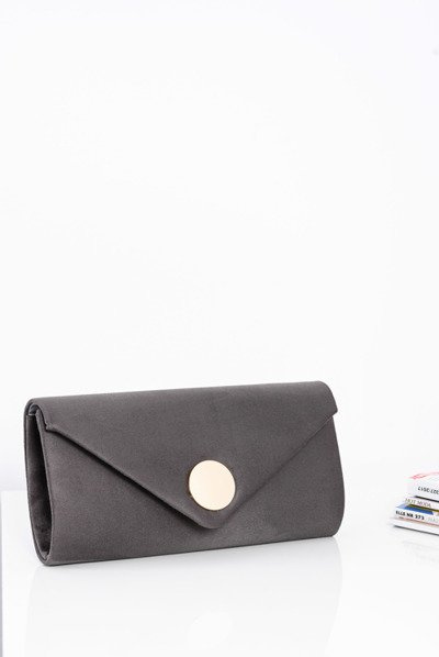 Women's Grey Suede Clutch Bag Gold Chain