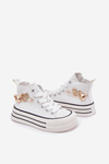 Children's High Sneakers With Golden Decoration White Elvena