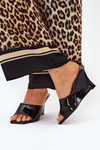 Lacquered Women's Wedge Sandals Black Nelithin
