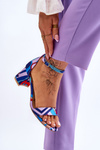 Patterned Low Heel Satin Sandals Purple-Blue Quincy