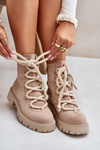 Botki Eko Zamszowe Na Zamek Ocieplane Jasnobeżowe Caellita 