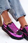 Women's Decorated Sneakers On Platform Black GOE NN2N4006