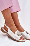 Ladies Sandals On Flat Heel With Decorative Detail S.Barski KV51-080 Silver