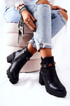 Leather Women’s Boots On High Heel Black Makbet