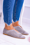 Lu Boo Grey Suede Women's Slip-on Half Shoes Synthia