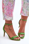 Suede Classic Sandals On Heel Green Tossa