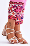 Leather Heel Sandals Beige Florentina