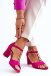 Women's Suede Sandals On Heel Fuchsia Florines