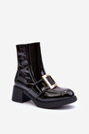Lacquered Heel Boots Black Hensy
