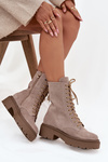 Women's workery made of genuine suede with heating Zazoo 4213 beige
