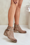 Suede Ankle Boots With Heels Insulated With Zipper Beige Zazoo 60478