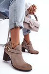 Women's Suede Boots on Heel Maciejka 06247-04 Beige
