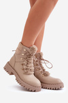 Warm ankle boots with zipper made of eco leather beige Willatta