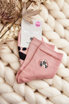 Women's Cotton Socks with Teddy Bear Patch Pink