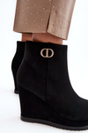 Women's Wedge Boots With Small Decoration Black Bertolina