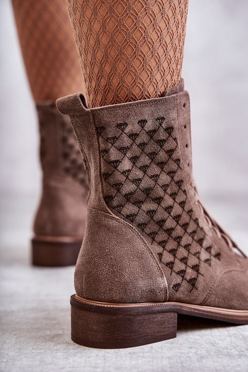 Lace-up suede boots Nicole 2751 Brown
