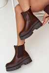 Insulated women's ankle boots on platform chocolate Ismira