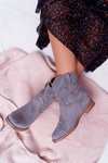 Women's Booties On Ankle Flat Heel Warmed Over Ankle Grey Demini