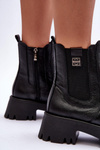 Leather Ankle Boots On Massive Platform Black Lisencca