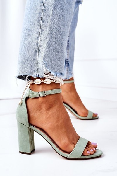 Suede High Heel Sandals Green Florence