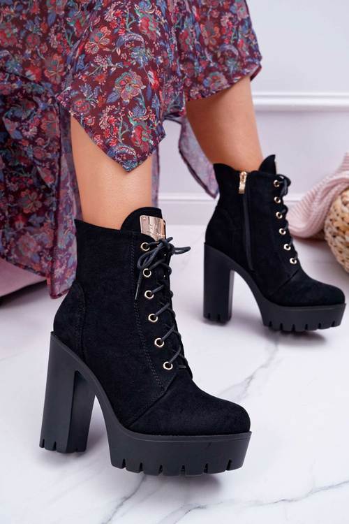 Women's High Boots Black Suede Grunge Midow