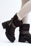Women's Snow Boots with Decorative Lacing Black Rilana