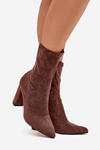 Women's Block Heel Ankle Boots with Stitching Brown Rosivelle