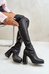 Knee High Heeled Boots Black Liatheia