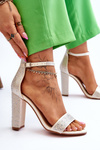 Women's High Heel Sandals With Zircons Beige Idealistic
