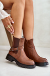 Leather Insulated Ankle Boots With Strap Brown Sergio Leone TR719-S