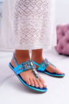 Flip Flops Sandals With Crystals Lu Boo Blue