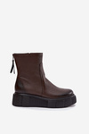 Zazoo 60369 Women's Leather Platform Ankle Boots Chocolate