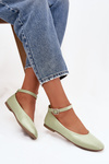 Women's Ballerinas With Strap And Clasp Green Janelor