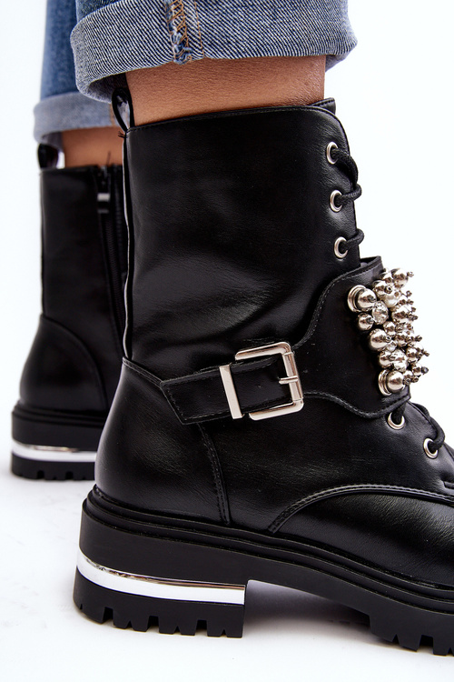 Women's insulated work boots decorated black Lennen