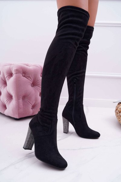 Women's Stiletto Boots Suede Black Rabios