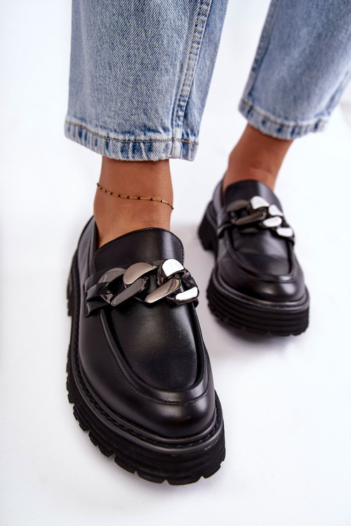 Półbuty Damskie Skóra Czarne Big Star KK274498