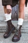 Women's trapper boots made of eco leather chocolate Bellora