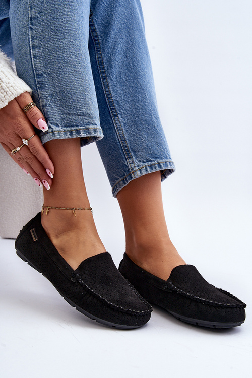 Women's Black Lattice Loafers Rasirna