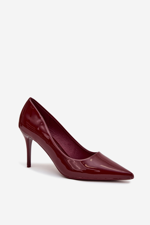Patent eco leather women's high heels with pointed toes Bordeaux Jadira