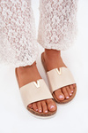 Women's sandals on cork platform with decorative detail beige Vessira