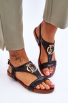 Leather Flat Sandals S.Barski KV-5541-32 Black