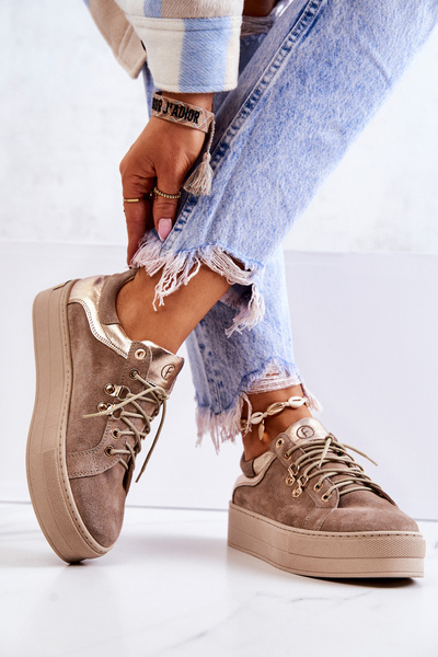 Suede platform sports shoes Beige Mary Ann