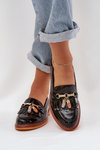 Lacquered Leather Elegant Loafers On Flat Heel S.Barski LR51-768A Black