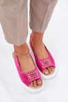 Women's Suede Sandals With Gold Detail S.Barski GR51-604 Fuchsia