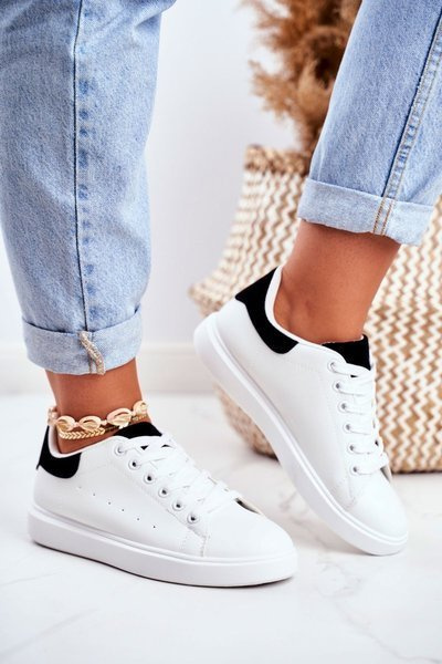Women’s Sport Shoes White With a Black Heel Milly