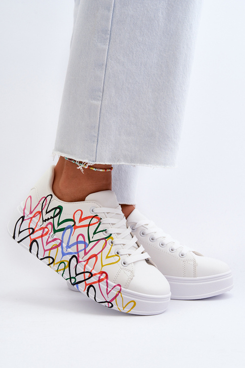 Women's Sneakers with Hearts White Claral