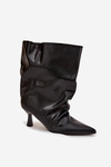 Slip-on Women's Ankle Boots With Heel And Wrinkled Upper Black Inarisse